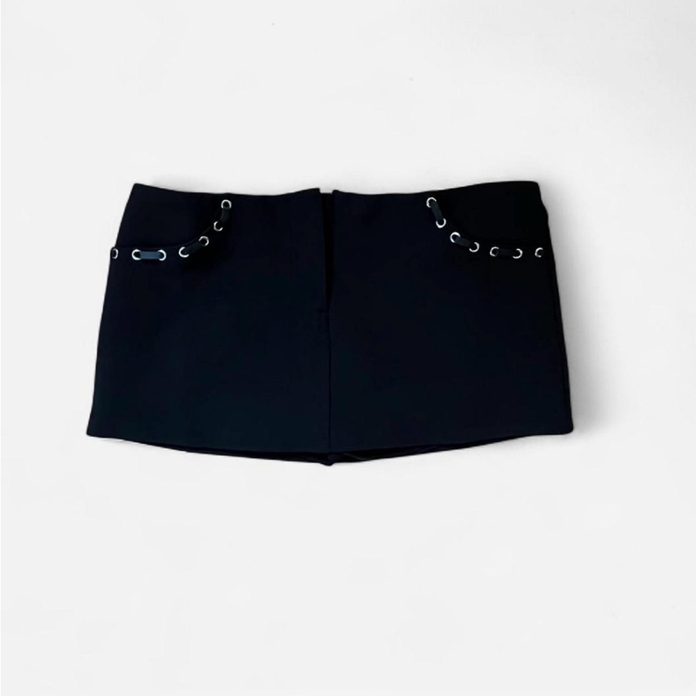 Black Mini Skirt with Eyelet Detail